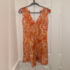 Orange Floral Dress With Bows